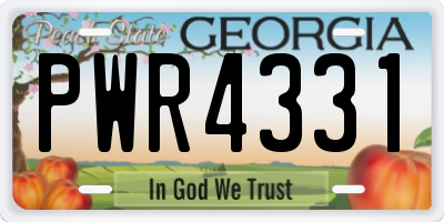 GA license plate PWR4331