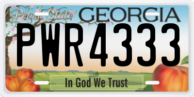 GA license plate PWR4333