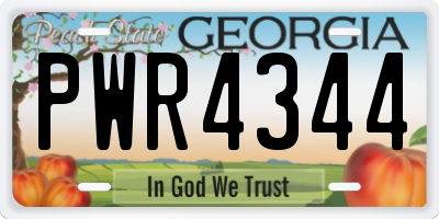 GA license plate PWR4344