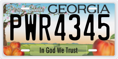 GA license plate PWR4345