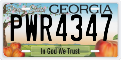 GA license plate PWR4347