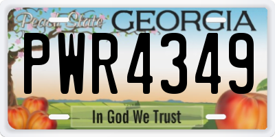 GA license plate PWR4349