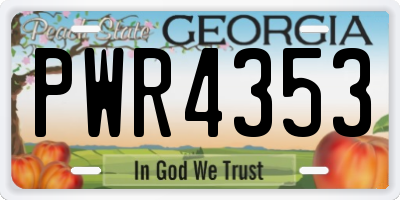 GA license plate PWR4353