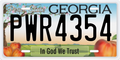 GA license plate PWR4354