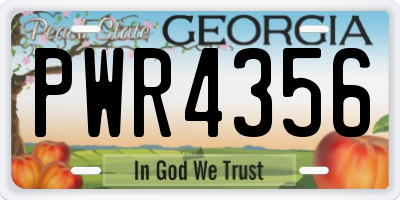 GA license plate PWR4356