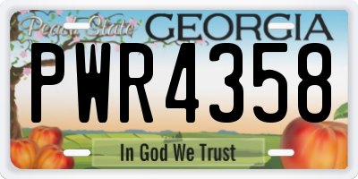 GA license plate PWR4358