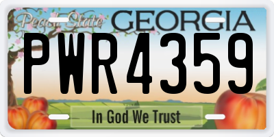 GA license plate PWR4359