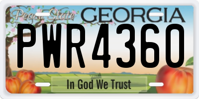 GA license plate PWR4360