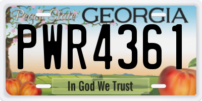 GA license plate PWR4361