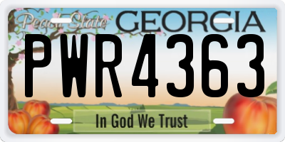 GA license plate PWR4363