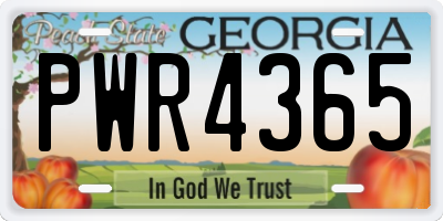 GA license plate PWR4365
