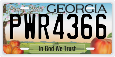 GA license plate PWR4366