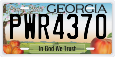 GA license plate PWR4370