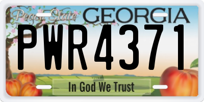 GA license plate PWR4371