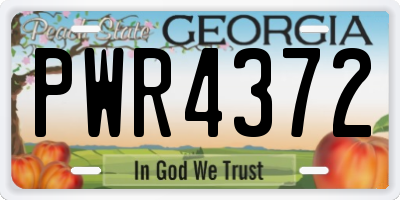 GA license plate PWR4372