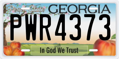 GA license plate PWR4373