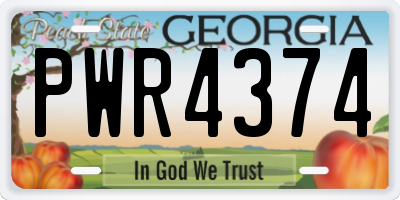 GA license plate PWR4374