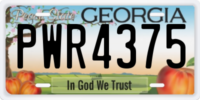 GA license plate PWR4375