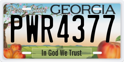 GA license plate PWR4377
