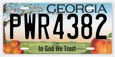 GA license plate PWR4382