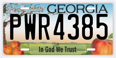 GA license plate PWR4385