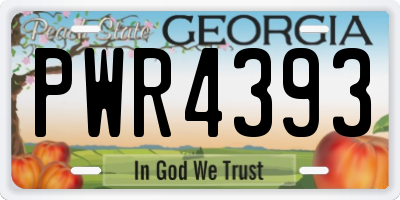 GA license plate PWR4393
