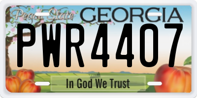 GA license plate PWR4407