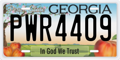GA license plate PWR4409