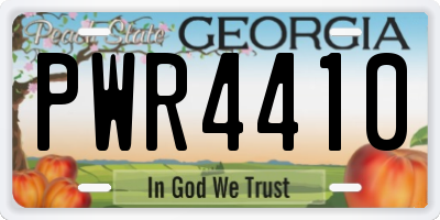GA license plate PWR4410