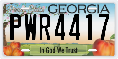 GA license plate PWR4417