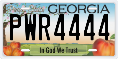 GA license plate PWR4444