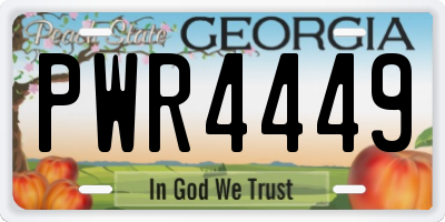 GA license plate PWR4449