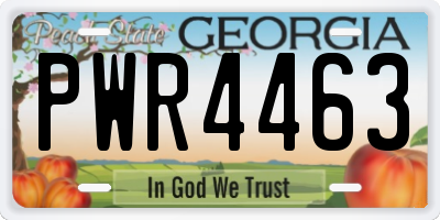 GA license plate PWR4463