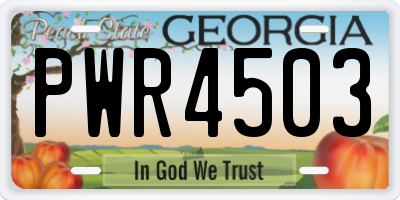GA license plate PWR4503