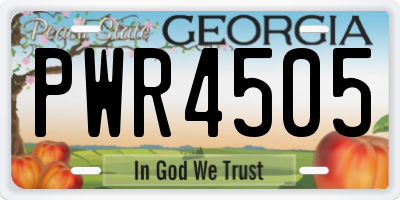 GA license plate PWR4505