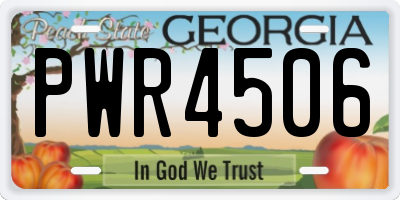 GA license plate PWR4506