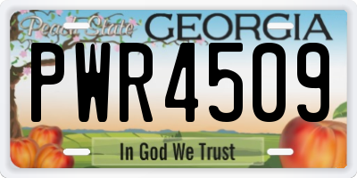GA license plate PWR4509