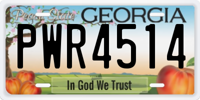 GA license plate PWR4514