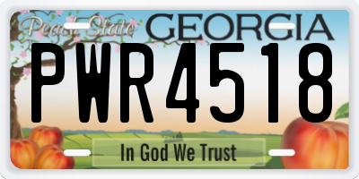 GA license plate PWR4518