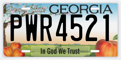 GA license plate PWR4521