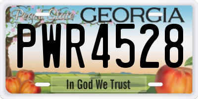 GA license plate PWR4528