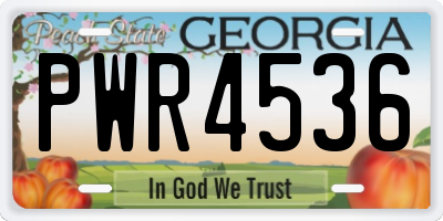 GA license plate PWR4536