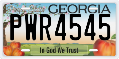 GA license plate PWR4545