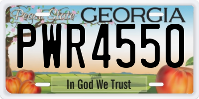GA license plate PWR4550