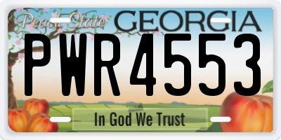 GA license plate PWR4553