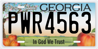 GA license plate PWR4563