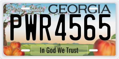 GA license plate PWR4565