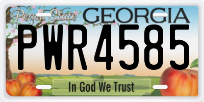 GA license plate PWR4585