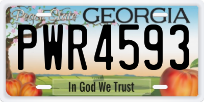 GA license plate PWR4593