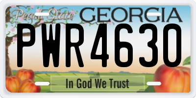 GA license plate PWR4630